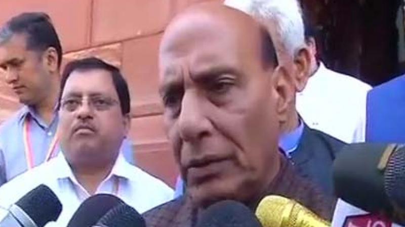 It is the moral responsibility of the political parties to ensure that no caste or communal violence takes place anywhere, Rajnath Singh said.(Photo: Twitter | ANI)