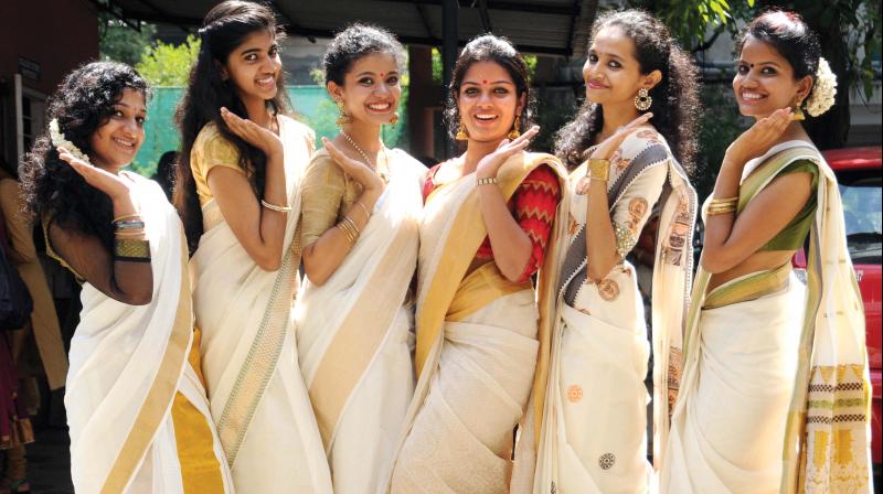 A group of college students in traditional Kerala saree  (Representative image)