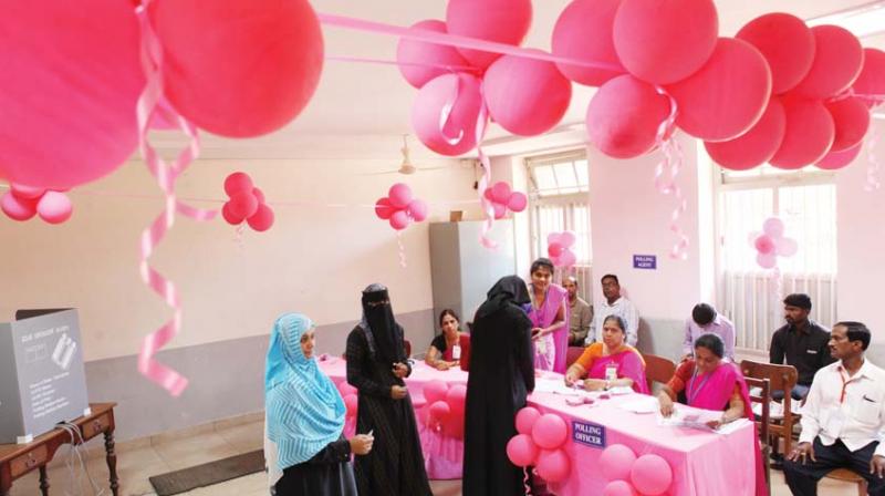 Pink Booths were quite a hit among women, who were happy to cast their votes in these Booths  also called Sakhi Booths that were completely managed by women staff, including the security personnel.