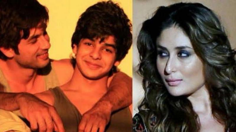 Shahid Kapoor with Ishaan Khatter; Kareena Kapoor Khan in a photoshoot.