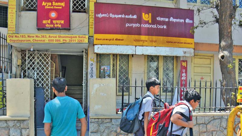 PNB branch on Avvai Shanmugham Salai where unidentified men made an unsuccessful attempt to rob on Friday night.