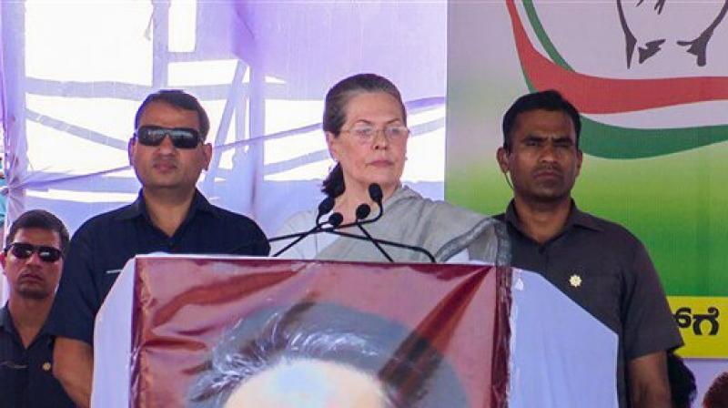 UPA Chairperson Sonia Gandhi addressed a rally in Karnataka on Tuesday ahead of polls in the state. (Photo: PTI)