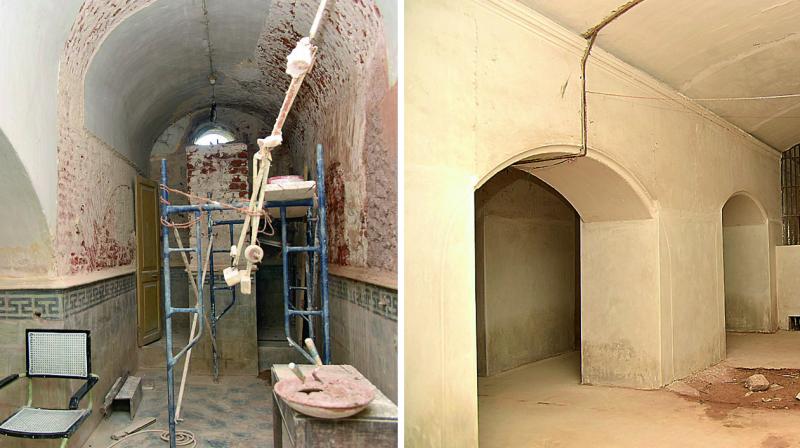 Restoration works in progress at the former British Residency at Koti in Hyderabad. The building was constructed between 1803 and 1805. (Photo: DC)