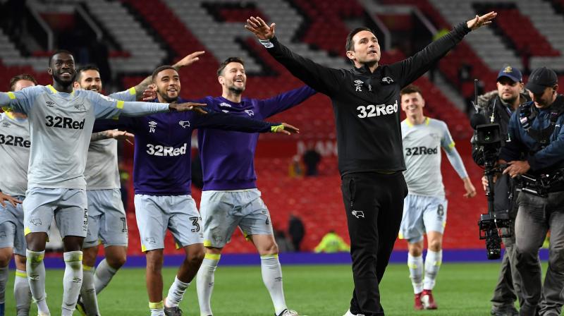 Manchester United crashed out of the League Cup with a defeat on penalties to Championship side Derby County on Tuesday after the third-round tie ended 2-2 in normal time at Old Trafford. Frank Lampards Derby then won the match 8-7 on penalties. (Photo: AFP)