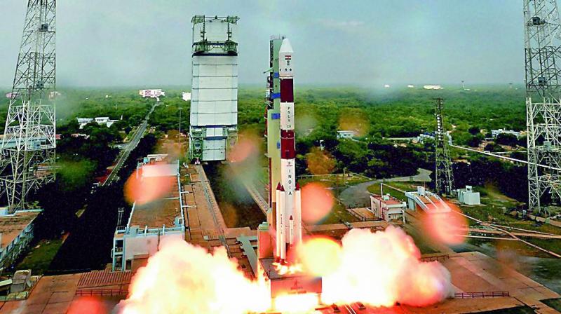 Indian Space Research Organisation (ISRO)s PSLV C36 lifts off from Satish Dhawan Space Center in Sriharikota on Wednesday. (Photo: PTI)