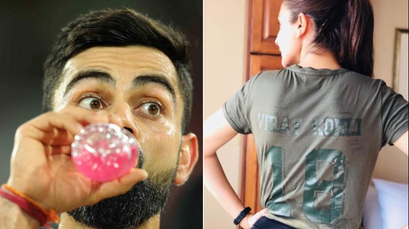 Even before RCB took the field, Virat Kohlis wife Anushka Sharma posted a picture of herself wearing a t-shirt with husband Kohlis name. (Photo: BCCI / T