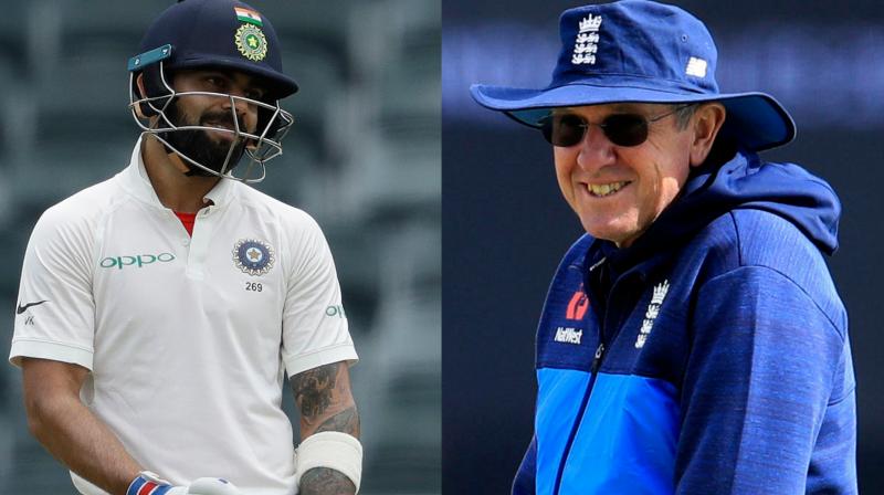 \If Virat Kohli is not the best batsman (in the world), hes very close to it. The way he played the first and second innings was high-class stuff. If we can put pressure on the other batsmen in the Indian team, thats going to add to the pressure on him,\ said England coach Trevor Bayliss. (Photo: AP)