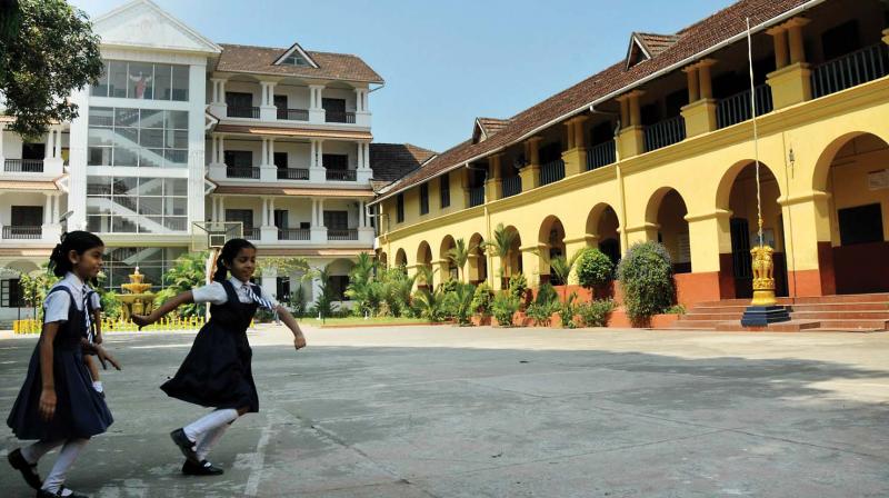 Children at St Josephs Anglo Indian Girls Higher Secondar School, the first school for girls in Malabar, built in 1862. (Photo: Venugopal)