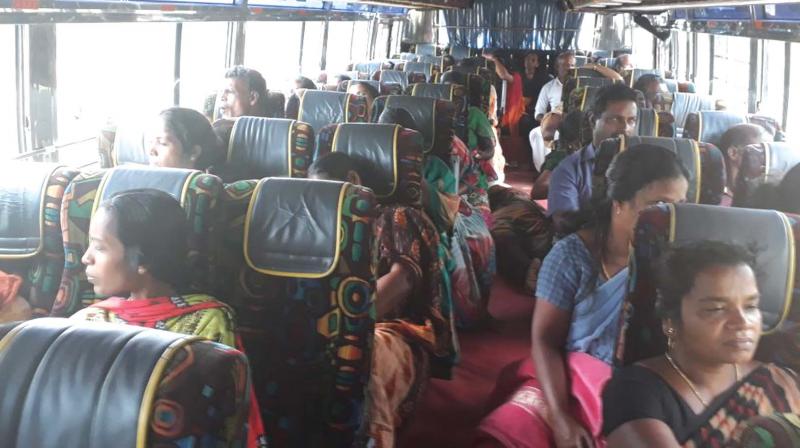 Victims of cyclone Ockhi from border Vallavilai and seven other parishes under the Latin Catholic Archdiocese of Thiruvananthapuram travel to Chennai on Tuesday.