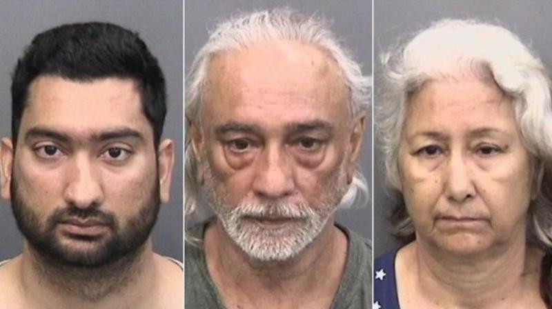 Devbir Kalsi, his father Jasbir Kalsi and his mother Bhupinder Kalsi were arrested by police for beating and holding her captive Devbirs wife Silky Gaind (Photo: Hillsborough County Sherrifs office)