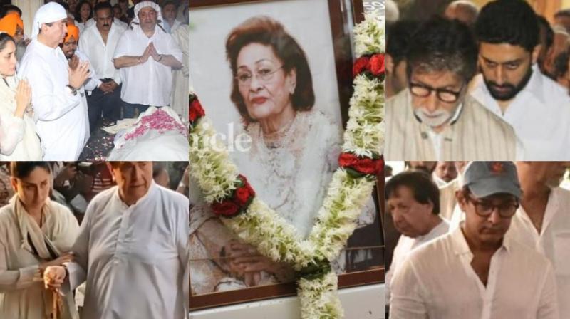 Family members and celebrities bid Krishna Raj Kapoor adieu.