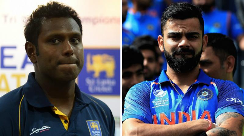 Angelo Mathews and Virat Kohli will have to pick their brains to find the right combinations for Sri Lanka and India, on a green top wicket at The Oval. (Photo: AFP/ ICC)