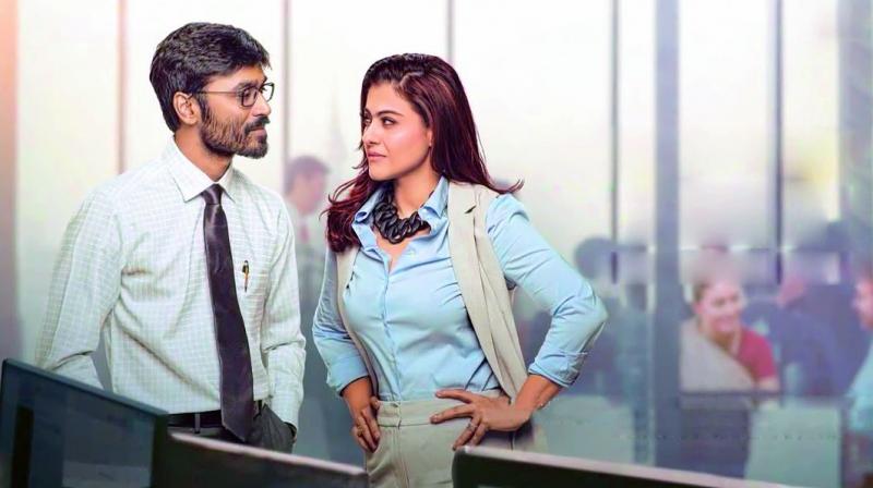 Dhanush and Kajol in a still from VIP 2, that has the actress essaying a negative role.