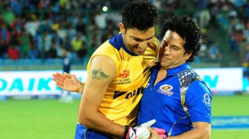 â€œThank you so much Mr. Tendulkar for your wishes, I think they worked really well today, Yuvraj Singh said as he thanked Sachin Tendulkar. (Photo: BCCI)