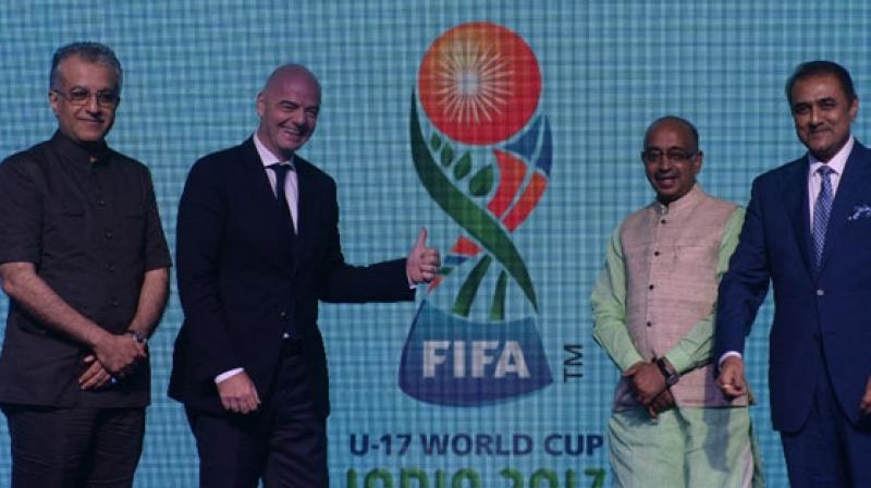 AIFF president Praful Patel, Sports Minister Vijay Goel were present.(Photo: AFP)