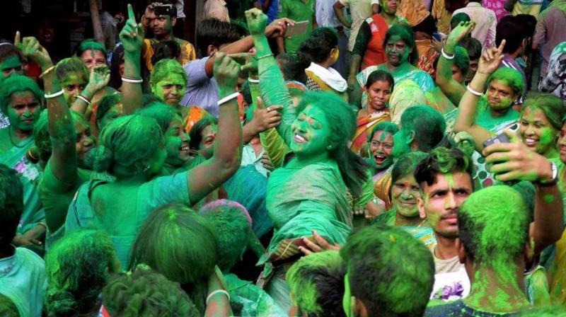 Trinamool Congress (TMC)â€‰supporters celebrate the partys win in Kupars Municipality election in Nadia district of West Bengal on August 17, 2017. (Photo: PTI)