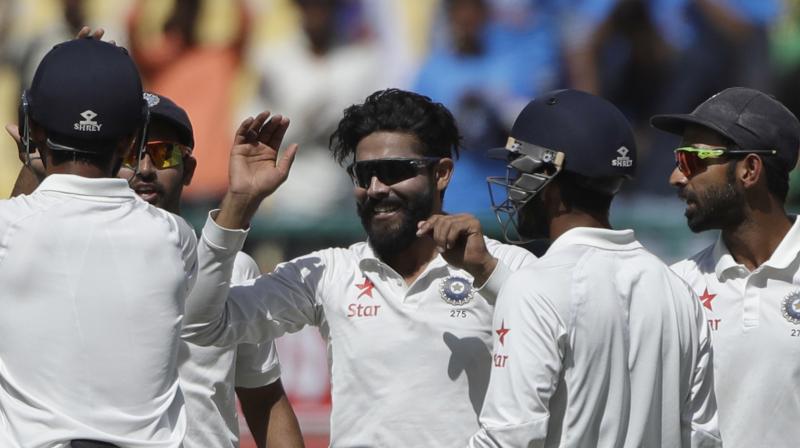 The Indians owed their win to all-rounder Ravindra Jadeja who starred with both bat and ball, top-scoring with 63 runs in the first innings before taking three wickets with his left-arm spin during Australias short-lived second knock. (Photo: AP)