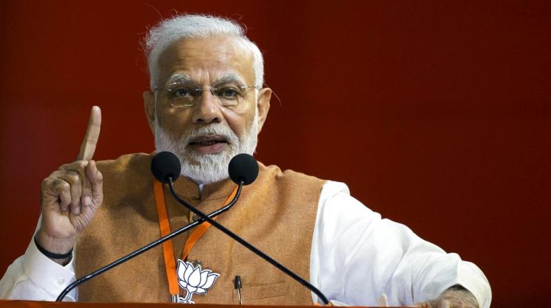 Prime Minister Narendra Modi at an election campaign rally in Hyderabad. (Photo: AP)