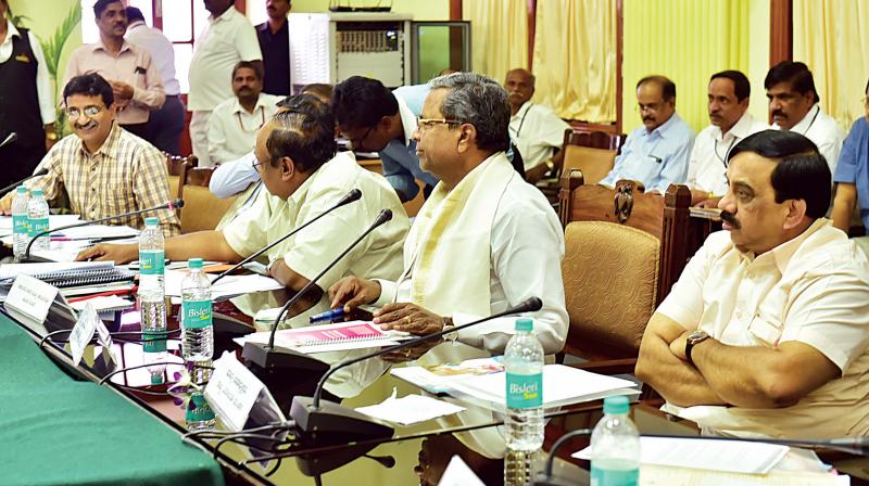 CM Siddaramaiah during the pre-budget meeting in Bengaluru on Friday. (Photo: DC)
