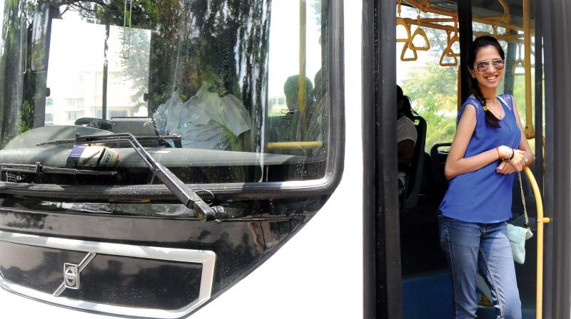 A file  photograph of a youngster on a BMTC Bus