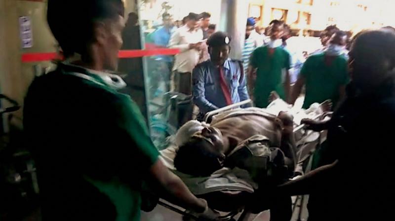 Injured CRPF being brought to Raipur for treatment on Monday follwing a Maoist attack at Burkapal near Chintagufa in Bastar. (Photo: PTI)