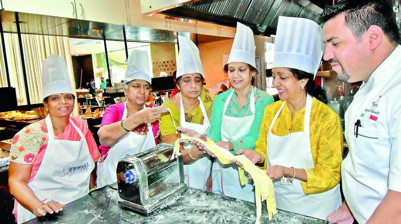 Senior citizens participating at the cookery festival.