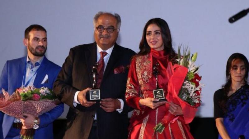 The screening was attended by Sridevi, her husband Boney Kapoor, and their younger daughter Khushi. (Photo: DC)