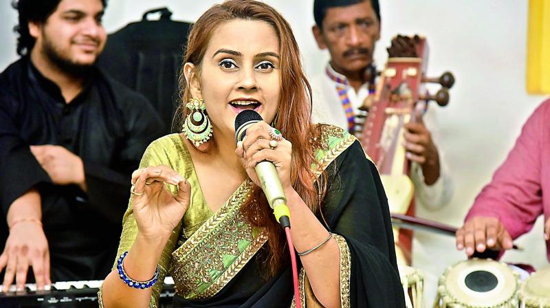 Runki Goswami, a Delhi-based singer who performed at Lamakaan on Tuesday, sang more than 25 songs in 10 different regional languages from across India.
