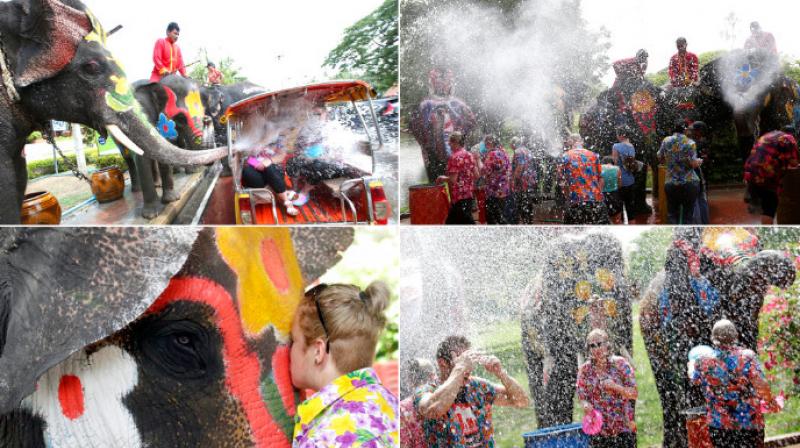 Tourists celebrate Buddhist New Year in Thailand