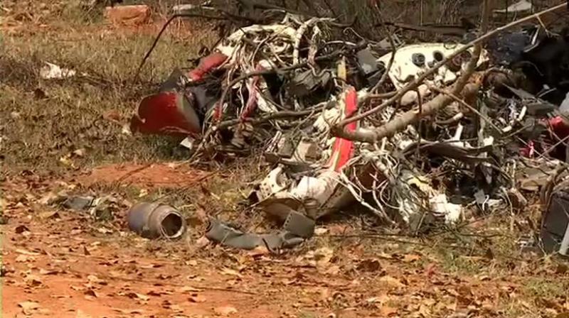 The accident took place at around 11:50 am during a rehearsal session at the Yelahanka airbase in north Bengaluru. (Photo: ANI | Twitter)