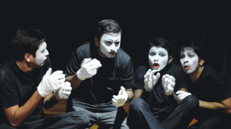 Vinod Kumar with his mime group
