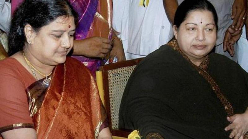 VK Sasikala with late Tamil Nadu chief minister Jayalalithaa (Photo: PTI/File)