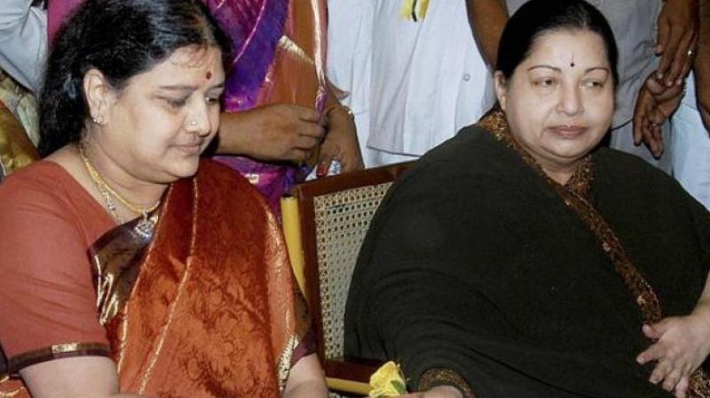 VK Sasikala with late Tamil Nadu chief minister Jayalalithaa (Photo: PTI/File)