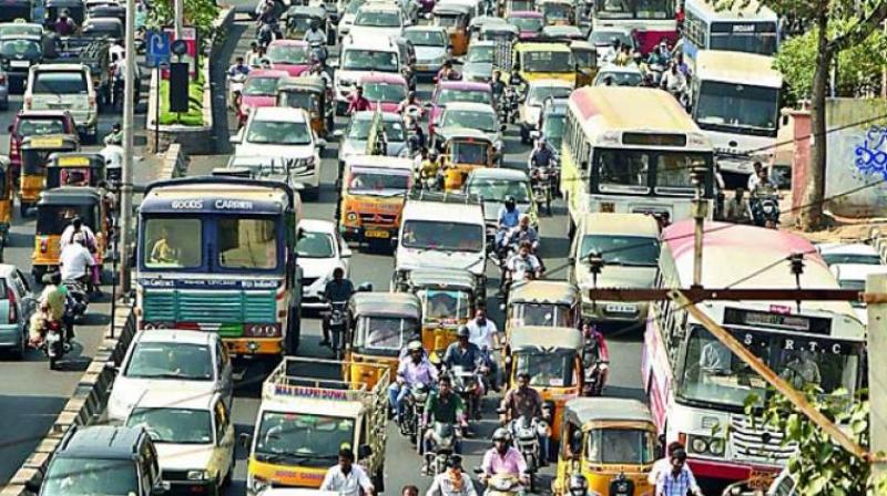 Apart from this, there was slow movement of traffic in the city during noon time and in the afternoon in other parts of city like NTR Bhavan to Jubilee hills. (Representional Image)