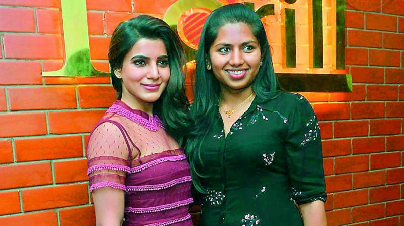 Actress Samantha with Neeraja Kona at the latters restaurant