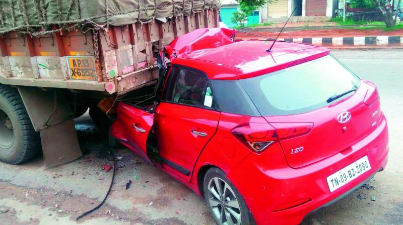 The accident that claimed the life of software engineer Sai Smaran Reddy. (Photo: DC)