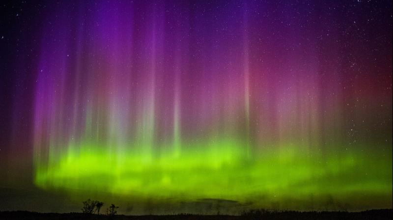 The northern lights shimmer in the sky above Kroshel, Minn., Sunday, Aug. 16, 2015. (Photo: AP)