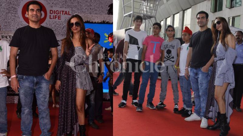 Arbaaz Khan and Malaika Arora Khan were spotted at the Justin Bieber concert along with their son Arhaan and his friends (Piccourtesy: Viral Bhayani).