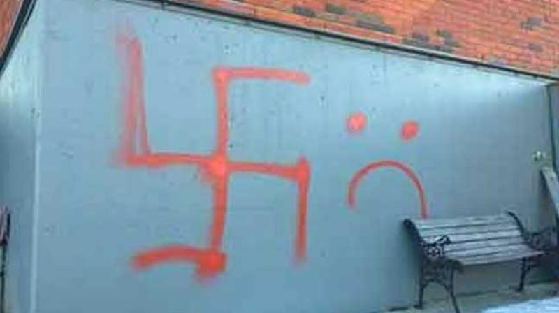 Police said a graffiti coordinator and a hate crime coordinator have been called in to investigate the vandalism, Calgary Herald reported yesterday. (Photo: Twitter)