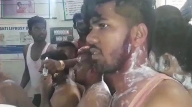 According to reports, police said that someone within the crowd sprayed some liquid that caused skin irritation and allergy to people. (Photo: Twitter | ANI)