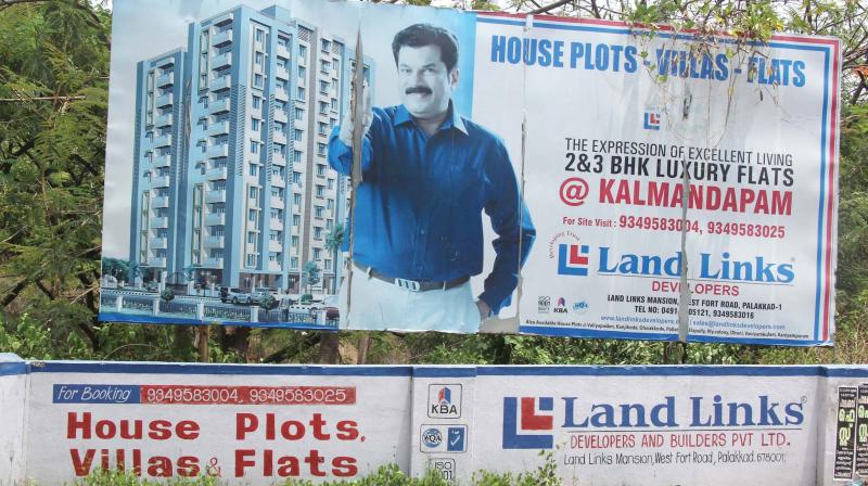 The hoarding that features Mukesh, MLA,  at Kalmandap- am in Palakkad.