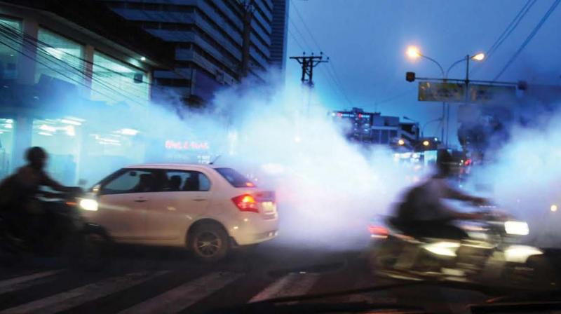 Corp carries out fogging on city roads against mosquito menace. (file pic)