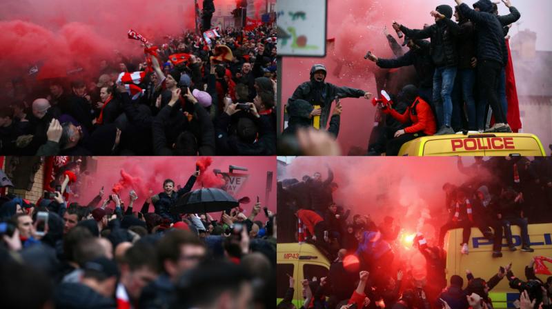 There were clashes between Liverpool and Roma supporters shortly before kick-off. Around 80 Roma fans are thought to have used a side road to reach an area populated by Liverpool supporters just outside their Anfield stadium. (Photo: AP)