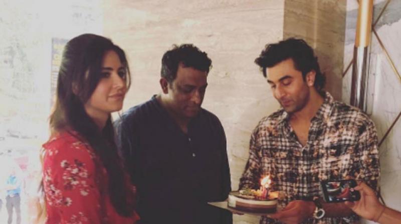 Ranbir Kapoor, Katrina Kaif and Anurag Basu during the celebrations. (Photo: Twitter)