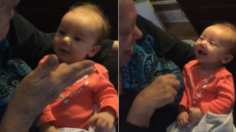 The video has got over 15 million views with the grandmother managing to hold the attention of the child for quite long. (Photo: Facebook)