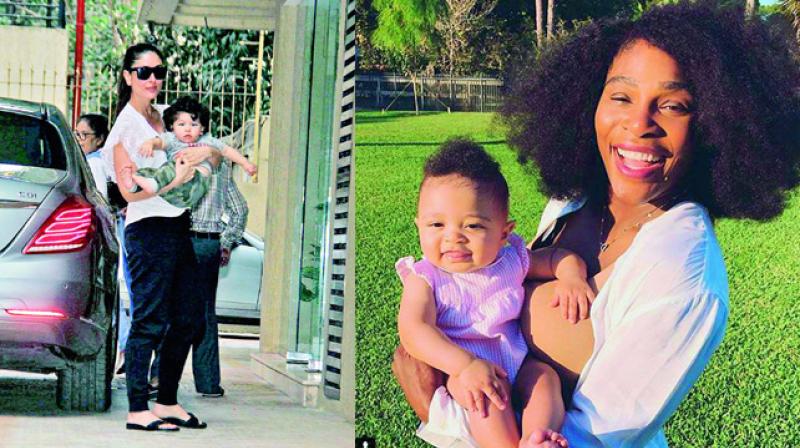 Kareena Kapoor Khan with her son Taimur and Serena William with her daughter Alexis Olympia    (photo courtesy: instagram@serenawilliams)