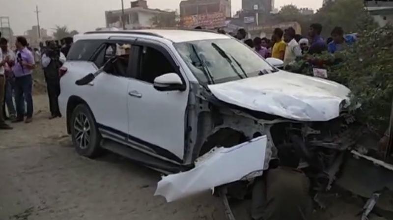 BJP leader Shiv Kumar was in his Toyota Fortuner car when the bikers rode up and fired shots at the car. (Photo: Twitter | ANI)