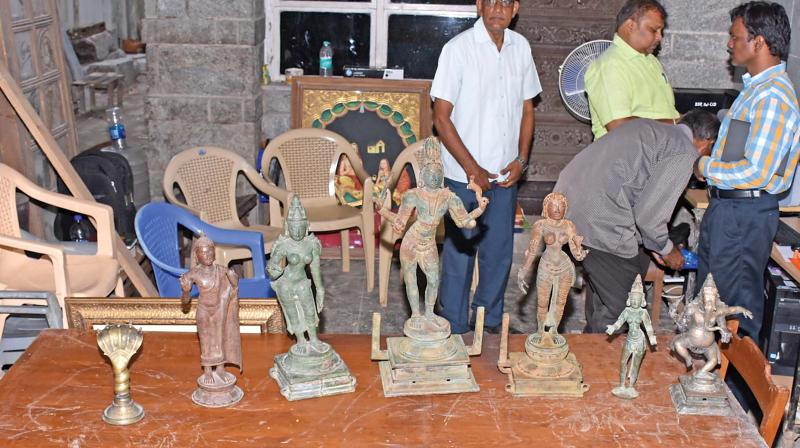 Some of the idols which went missing from ancient temples recovered by Idol Wing police (File photo)