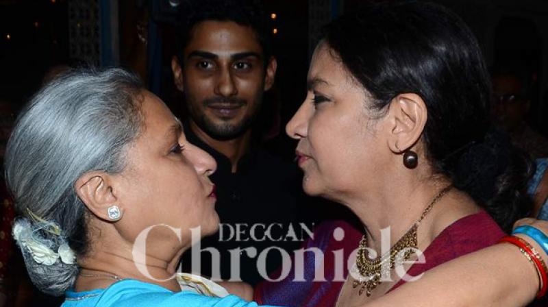 Jaya Bachchan captured hugging Shabana Azmi.