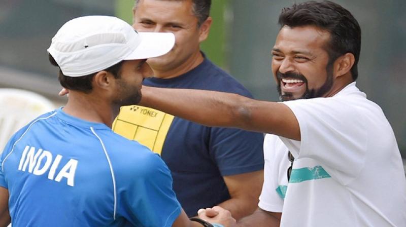 The iconic Leander Paes on Monday returned to the Indian team for the Asian Games while the countrys top player Yuki Bhambri was exempted as the AITA announced a 12-member squad, including six women players, for the quadrennial extravaganza, beginning August 18 in Indonesia. (Photo: PTI)